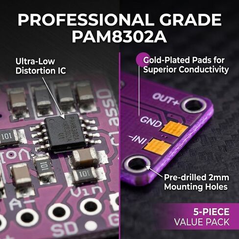 5Pcs PAM8302 Mono Audio Amp Module 2.5W Class D with Volume in Kuwait