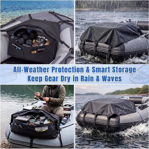 Hsei Inflatable Boat Storage Bag, Front Deck Organizer for Inflatable Boats, Waterproof Bow Storage System with Large Capacity Pockets, Fits Sea Eagle, Bris, Dinghy & Kayak in Kuwait