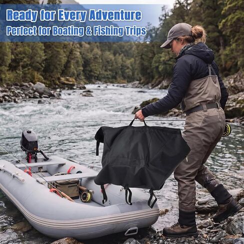 Hsei Inflatable Boat Storage Bag, Front Deck Organizer for Inflatable Boats, Waterproof Bow Storage System with Large Capacity Pockets, Fits Sea Eagle, Bris, Dinghy & Kayak in Kuwait