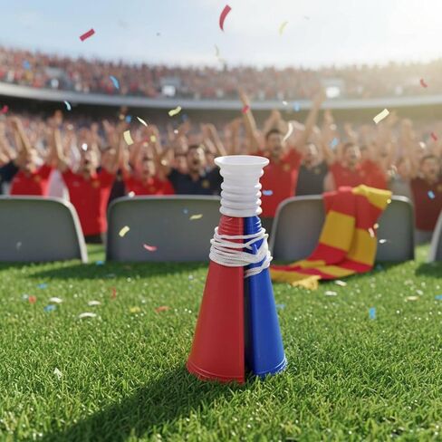 Cheering Sports Accessory Handheld Noise Blower Lightweight Polyethylene Comfort Grip Repeat Use Suitable for Football Game Celebration Audience Team Event, Red, Blue, 180mm 80mm 42mm in Kuwait