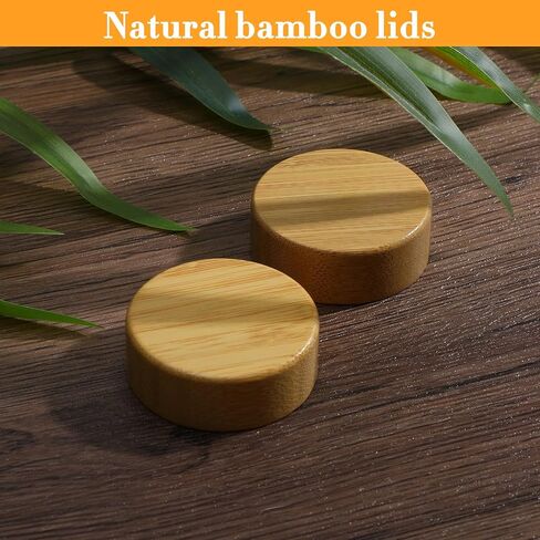 48 Pcs Spice Jar Lids with Bamboo Exterior and Black PP Inner Liner, Threaded Replacement Caps for 4 Oz to 8 Oz Square & Round Glass or Plastic Spice Jars (Jars Not Included) in Kuwait