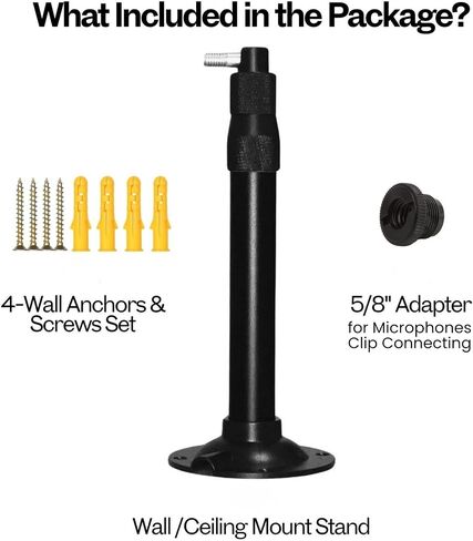 Adjustable Microphone Wall Ceiling Mount, 7.8-15.7in Aluminum Alloy Bracket for Wireless Antenna Paddle, Camera and Mic, with a 3/8" to 5/8" Adapters in Kuwait