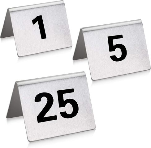 بطاقة رقم طاولة على شكل خيمة من الفولاذ المقاوم للصدأ 27617 من New Star Foodservice، 1-25، 1.5 بوصة × 2 بوصة بوصة in Kuwait