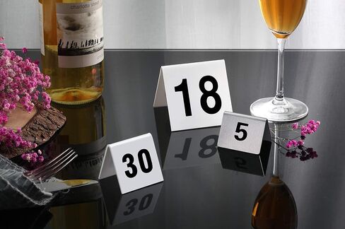 بطاقة رقم طاولة على شكل خيمة من الفولاذ المقاوم للصدأ 27617 من New Star Foodservice، 1-25، 1.5 بوصة × 2 بوصة بوصة in Kuwait
