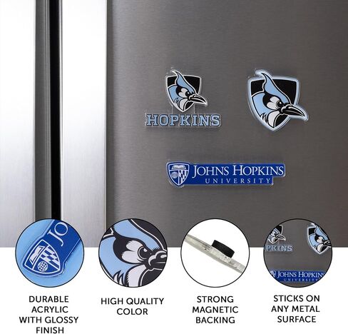 مغناطيس أكريليك لجامعة جونز هوبكنز من Desert Cactus Johns Hopkins، 3 عبوات من تصميم JHU Blue Jays الزخرفي مرخص رسميًا (مجموعة المغناطيس A) in Kuwait