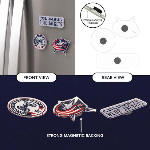 ديزرت كاكتوس كولومبوس بلو سترات أكريليك مغناطيس 3 عبوات NHL National Hockey League تصميم ديكور مرخص رسميًا (مجموعة مغناطيس أكريليك A) in Kuwait