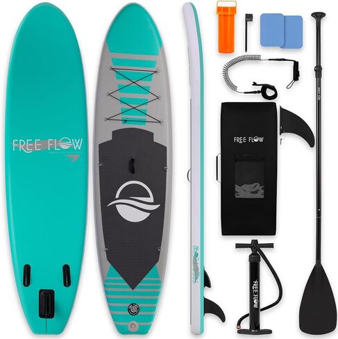 SereneLife 10’6" Inflatable Stand Up Paddle Board with Premium SUP Accessories - Wide Stable Design with Non-Slip EVA Deck Pad, for Youth and Adults, 350 lbs. Capacity in Kuwait