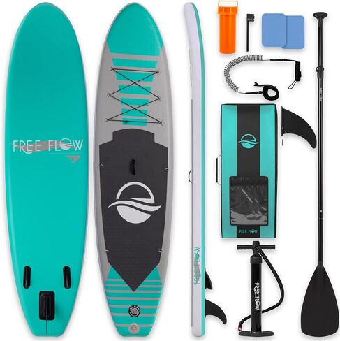 SereneLife 10’6" Inflatable Stand Up Paddle Board with Premium SUP Accessories - Wide Stable Design with Non-Slip EVA Deck Pad, for Youth and Adults, 350 lbs. Capacity in Kuwait