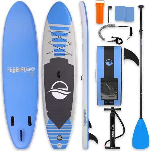 SereneLife 10’6" Inflatable Stand Up Paddle Board with Premium SUP Accessories - Wide Stable Design with Non-Slip EVA Deck Pad, for Youth and Adults, 350 lbs. Capacity in Kuwait