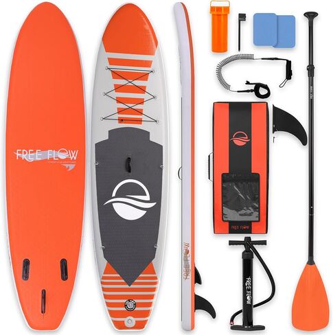 SereneLife 10’6" Inflatable Stand Up Paddle Board with Premium SUP Accessories - Wide Stable Design with Non-Slip EVA Deck Pad, for Youth and Adults, 350 lbs. Capacity in Kuwait