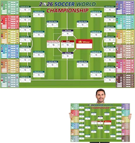 Tierong 2026 World Cup Schedule Poster, Soccer Tournament Poster Wall Art, Party Decorations Matches Wallchart (39.4X25.6 inch) in Kuwait