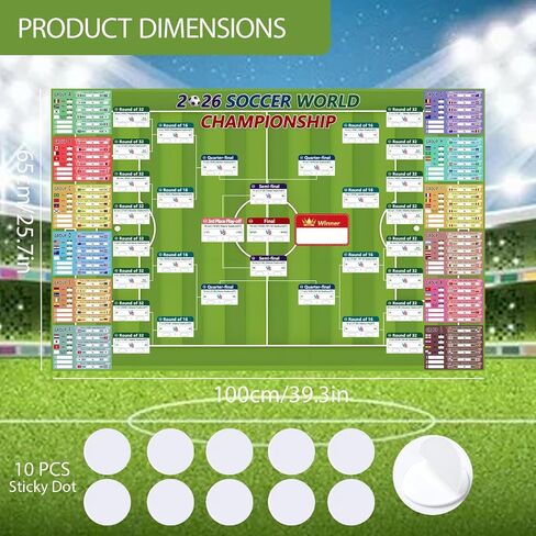 Tierong 2026 World Cup Schedule Poster, Soccer Tournament Poster Wall Art, Party Decorations Matches Wallchart (39.4X25.6 inch) in Kuwait