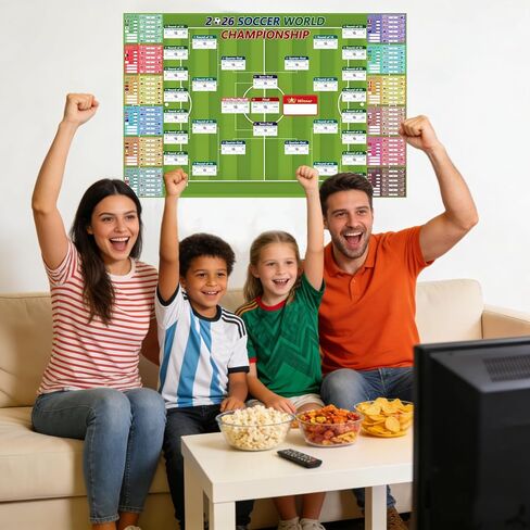 Tierong 2026 World Cup Schedule Poster, Soccer Tournament Poster Wall Art, Party Decorations Matches Wallchart (39.4X25.6 inch) in Kuwait