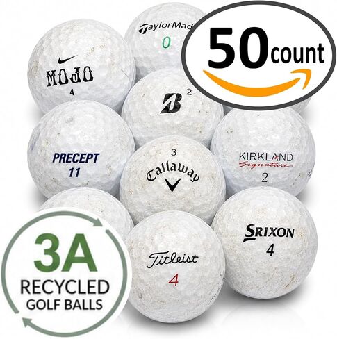 Afford-A-Ball Golf | 50 Pack | Recycled White Golf Balls Mix | 3A Used Assorted Ball Brands in Good Condition | for Men and Women | Reused for Practice Or Play in Kuwait