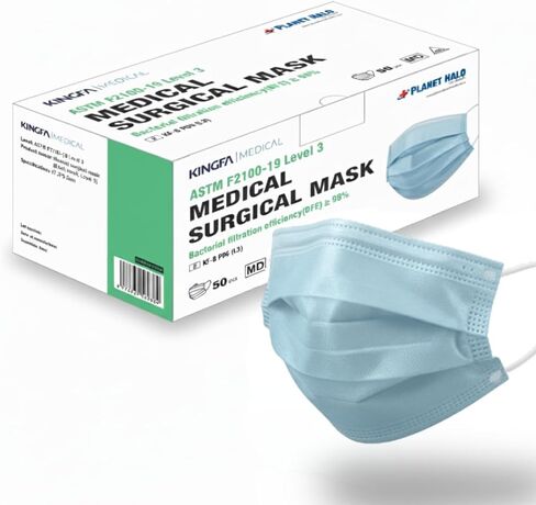 Kingfa 50pcs Medical Grade ASTM Level 3 Disposable Face Mask 3 Ply w/Earloop in Kuwait