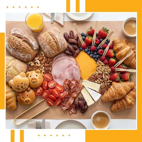 مجموعة إكسسوارات Charcuterie للاستعمال مرة واحدة من Colarr، لوازم طاولة الرعي، بما في ذلك ورق الجزار البني، وملقط خشبي، وشوك مقبلات الخيزران لحفلات الزفاف والولائم (18 بوصة × 100 قدم) in Saudi Arabia