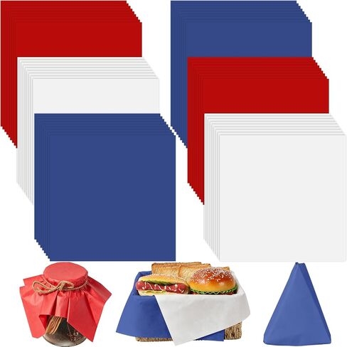 300 Sheets Veteran's Day Wax Paper for Food Deli, 9.5'' x 8.3'' Patriotic Red Blue White Color Greaseproof Deli Paper for 4th of July Sandwich Picnic Basket Liner Patriotic Party Supplies in Kuwait