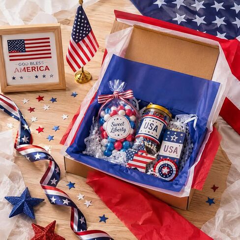 300 Sheets Veteran's Day Wax Paper for Food Deli, 9.5'' x 8.3'' Patriotic Red Blue White Color Greaseproof Deli Paper for 4th of July Sandwich Picnic Basket Liner Patriotic Party Supplies in Kuwait