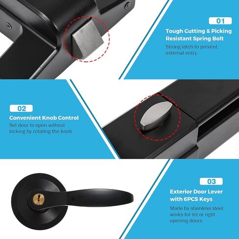 IRONWALLS 41" Commercial Door Push Bar Panic Exit Device with Door Lever & 27.5" Panic Bar Door Lock with Door Handle, Heavy Duty Stainless Steel Emergency Door Panic Hardware, Black in Kuwait