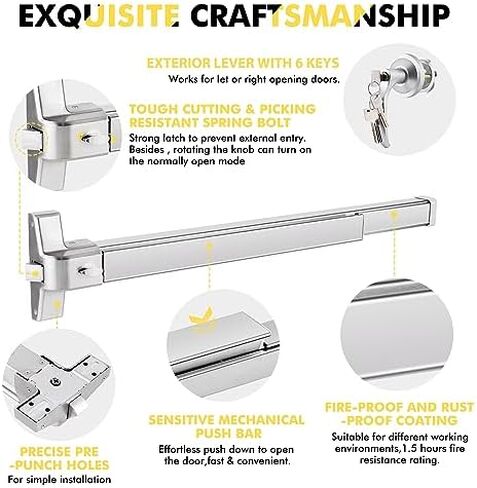 YUCHENGTECH Commercial Door Push Bar Panic Exit Device with Alarm 80cm/32IN & Door Push Bar Panic Exit Device 32IN with Exterior Lever in Kuwait