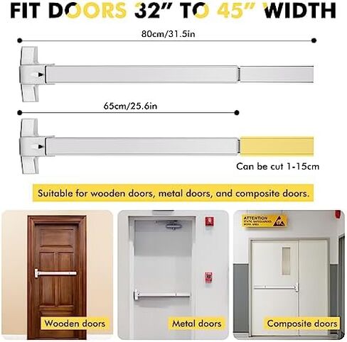 YUCHENGTECH Commercial Door Push Bar Panic Exit Device with Alarm 80cm/32IN & Door Push Bar Panic Exit Device 32IN with Exterior Lever in Kuwait