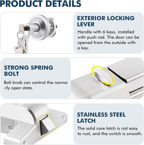 YUCHENGTECH Commercial Door Push Bar Panic Exit Device with Alarm 80cm/32IN & Door Push Bar Panic Exit Device 32IN with Exterior Lever in Kuwait