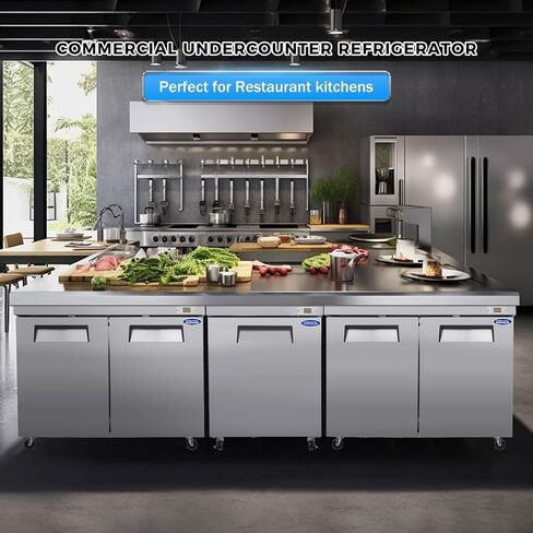 48" W Commercial Refrigerators for Restaurant Bar Shops, Undercounter Refrigerators with 14.1 Cu. Ft Capacity, Auto Defrost, Stainless Steel, Digital Temp Control, Low Noise in Kuwait