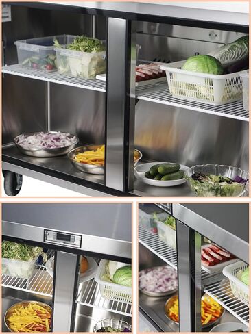 Atosa MGF8403GR 60" Undercounter Worktop Food Prep Refrigerator for Restaurant Hotel Bar | 2 Solid Swing Door, 2 Epoxy Coated Shelves, 4 Pre-Installed Casters | 17.2 Cu. Ft | Stainless Steel, 115v in Kuwait