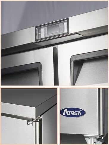 Atosa MGF8403GR 60" Undercounter Worktop Food Prep Refrigerator for Restaurant Hotel Bar | 2 Solid Swing Door, 2 Epoxy Coated Shelves, 4 Pre-Installed Casters | 17.2 Cu. Ft | Stainless Steel, 115v in Kuwait