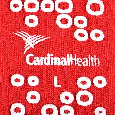 Cardinal Health 68125-RL تيري في نعال سلامة المرضى ذات المداس المزدوج، أحمر، كبير، علبة مكونة من 48 زوجًا in Kuwait