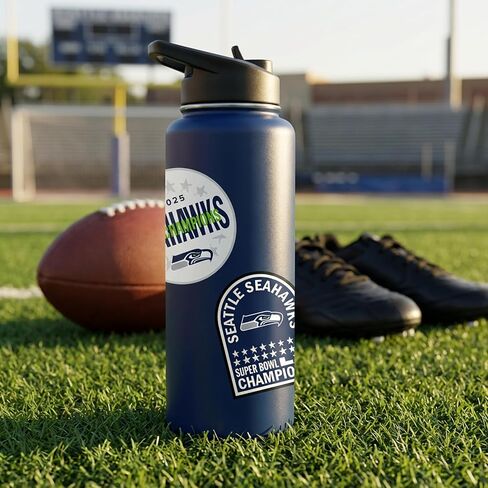 Logo Brands NFL Seattle Seahawks Super Bowl LX Champions Sticker 3-Pack - Heavy Duty Waterproof Vinyl Decals for Cars, Laptops, Coolers - Official 2026 NFL Championship Gear - UV Resistant Graphics in Kuwait