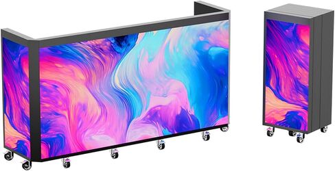 P2.6 LED مكتب أمامي قابل للطي/كشك DJ، جدار LED 6 أضعاف، GOB مقاوم للخدش، توصيل وتشغيل APP/HDMI/USB، مكتب دوار مع حقيبة - زفاف، معرض، حفلة DJ، تجاري (P2.6، 6 قطع) in Kuwait