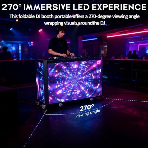 P2.6 LED مكتب أمامي قابل للطي/كشك DJ، جدار LED 6 أضعاف، GOB مقاوم للخدش، توصيل وتشغيل APP/HDMI/USB، مكتب دوار مع حقيبة - زفاف، معرض، حفلة DJ، تجاري (P2.6، 6 قطع) in Kuwait