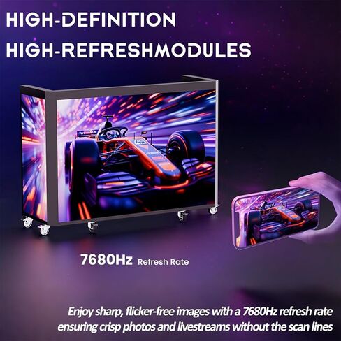 P2.6 LED مكتب أمامي قابل للطي/كشك DJ، جدار LED 6 أضعاف، GOB مقاوم للخدش، توصيل وتشغيل APP/HDMI/USB، مكتب دوار مع حقيبة - زفاف، معرض، حفلة DJ، تجاري (P2.6، 6 قطع) in Kuwait