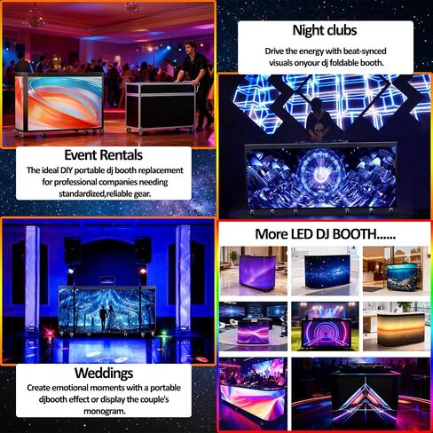 P2.6 LED مكتب أمامي قابل للطي/كشك DJ، جدار LED 6 أضعاف، GOB مقاوم للخدش، توصيل وتشغيل APP/HDMI/USB، مكتب دوار مع حقيبة - زفاف، معرض، حفلة DJ، تجاري (P2.6، 6 قطع) in Kuwait