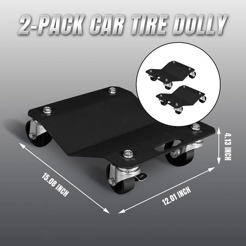 Big RED Wheel Dolly: Tire Stake with Brakes and Vehicle Tire Dolly Cart with Wheels for Moving Cars and Repairing, 3000 lbs Capacity, 2 Pack in Kuwait