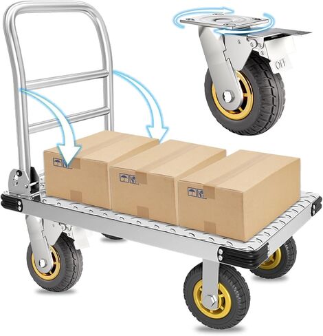 Foldable Platform Truck Push Dolly Heavy Duty 2000 lb. Weight Capacity with Brake and 6" 360 Degree Swivel Wheels in Kuwait