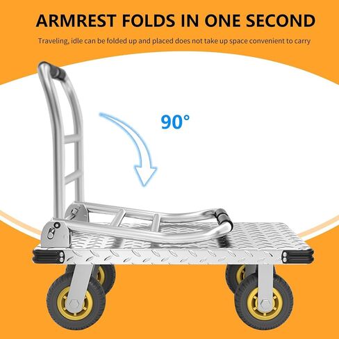 Foldable Platform Truck Push Dolly Heavy Duty 2000 lb. Weight Capacity with Brake and 6" 360 Degree Swivel Wheels in Kuwait