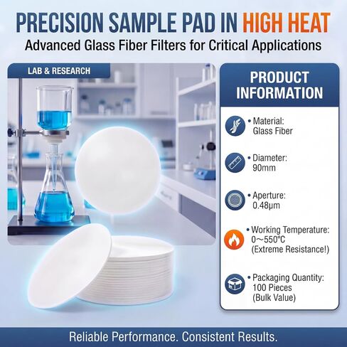 90mm Glass Fiber Sample Pads for Moisture Analyzers Binderless Glass Fiber Sample Testing Filter- 200 Count in Kuwait