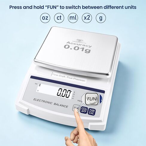 Lab Scale 2000gx0.01g, Digital Gram Weight Scale for Jewelry，Coin & Gold | 0.01g Accuracy Gram Scale, LED Backlit Display, g/oz/ct/ml Conversion, Counting & Tare Function, Laboratory Balance in Kuwait