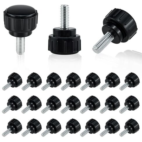 Aifeier ET 24PCS M4 x 10mm براغي إبهام مخرشة | مقابض من الصلب الكربوني الأسود، براغي تثبيت، أجهزة مقبض المقبض | لاستبدال حامل أثاث شاشة VESA in Kuwait