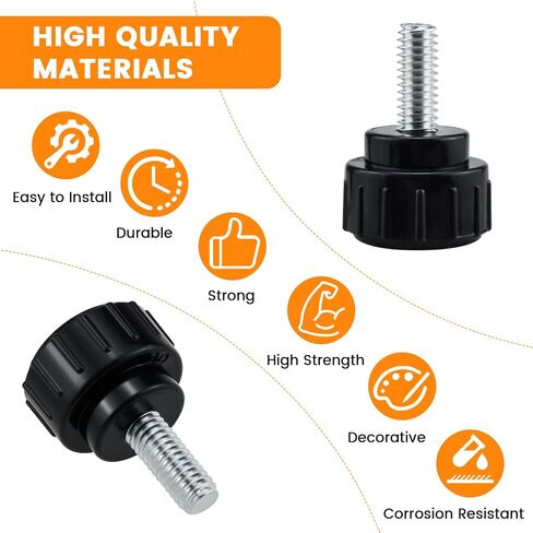 Aifeier ET 24PCS M4 x 10mm براغي إبهام مخرشة | مقابض من الصلب الكربوني الأسود، براغي تثبيت، أجهزة مقبض المقبض | لاستبدال حامل أثاث شاشة VESA in Kuwait