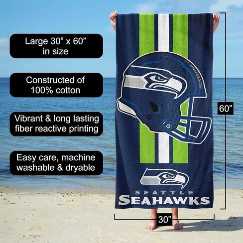 WinCraft Seattle Seahawks Helmet 30x60 Inch Large Beach Towel in Kuwait