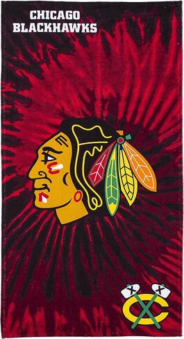 Northwest NHL Chicago Blackhawks Psychedelic Beach Towel, Cotton Polyester Blend Lightweight Bath, Pool, Swim, Travel Fan Gear, 30 x 60 Inch in Kuwait