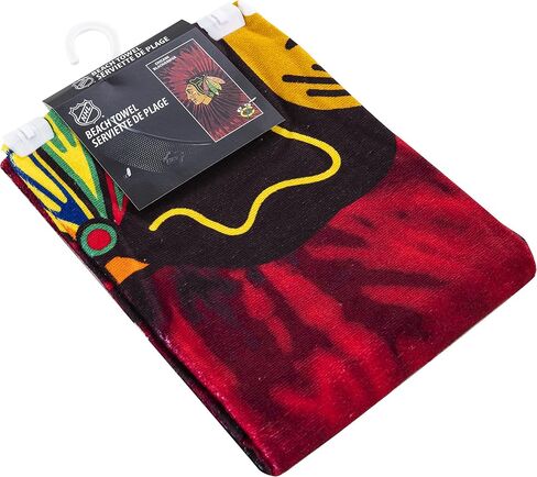 Northwest NHL Chicago Blackhawks Psychedelic Beach Towel, Cotton Polyester Blend Lightweight Bath, Pool, Swim, Travel Fan Gear, 30 x 60 Inch in Kuwait