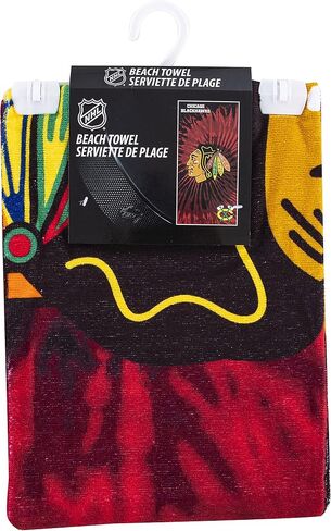 Northwest NHL Chicago Blackhawks Psychedelic Beach Towel, Cotton Polyester Blend Lightweight Bath, Pool, Swim, Travel Fan Gear, 30 x 60 Inch in Kuwait
