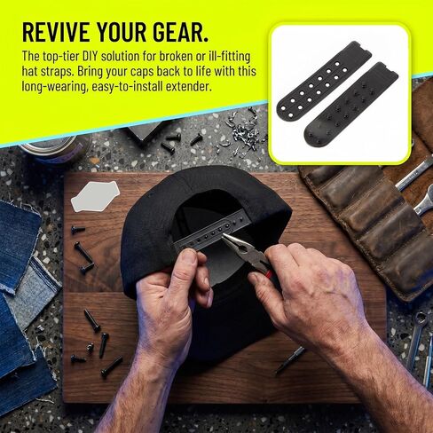 HANABASS 16pcs Snapback Hat Extender for Baseball Hats with 14 Holes Double Row Plastic Buckle Adjustable Strap Repair Kit DIY Friendly for Adult Cap Size Adjustment Black in Kuwait