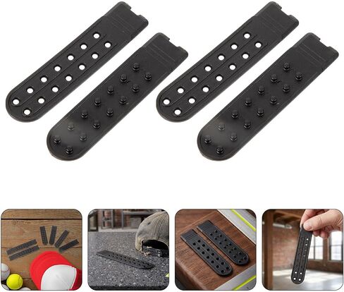 HANABASS 16pcs Snapback Hat Extender for Baseball Hats with 14 Holes Double Row Plastic Buckle Adjustable Strap Repair Kit DIY Friendly for Adult Cap Size Adjustment Black in Kuwait