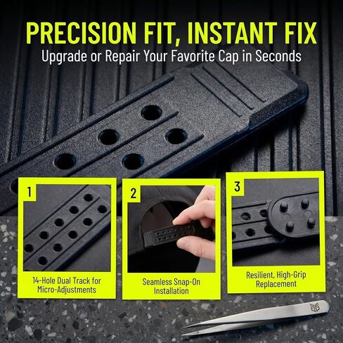 HANABASS 16pcs Snapback Hat Extender for Baseball Hats with 14 Holes Double Row Plastic Buckle Adjustable Strap Repair Kit DIY Friendly for Adult Cap Size Adjustment Black in Kuwait