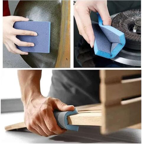 5 Sanding sponges, Sanding Sponge Sand Blocks, 80/120/150/220/240 grit Combination, Sanding Machine Pads for Wooden Furniture, Washable and Reusable fine Sandpaper for Dry Wall Metal Glass Repair in Kuwait